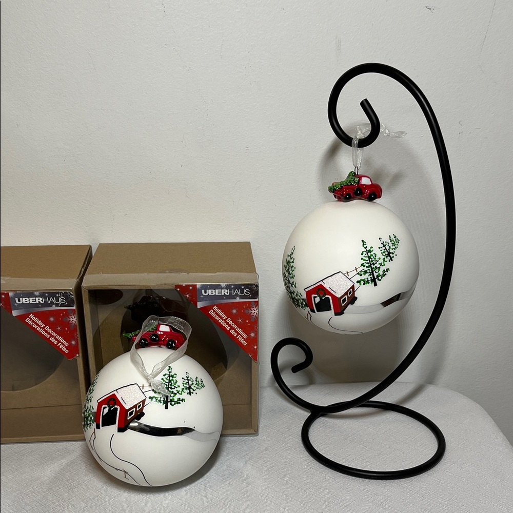 UBERHAUS tree ornaments. Country roads!  Large glass balls.